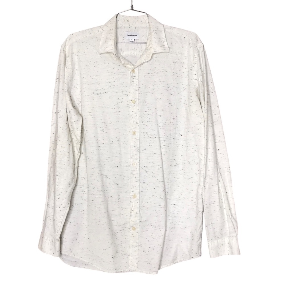 Frank and Oak Button Front Long Sleeve Shirt Speckles Cotton Blend Men's Medium